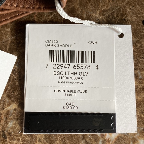 Men’s COACH Dark Saddle, Large, Signature Quilted Tech Leather Gloves, NWT - Picture 5 of 8